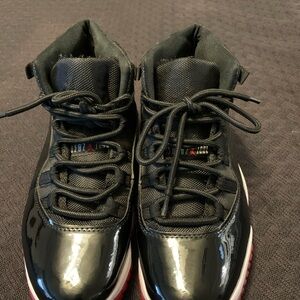 Jordan Black and Red Patent Sneakers